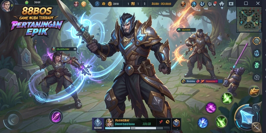 Screenshot utama 88BOS menampilkan aksi seru dalam gameplay MOBA.