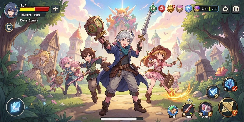 Screenshot gameplay 9SL yang menampilkan karakter Anime dalam aksi.