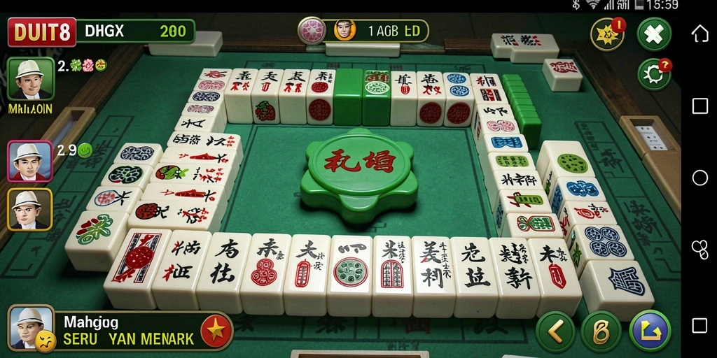 Tangkapan layar dari gameplay seru DUIT8 Mahjong.