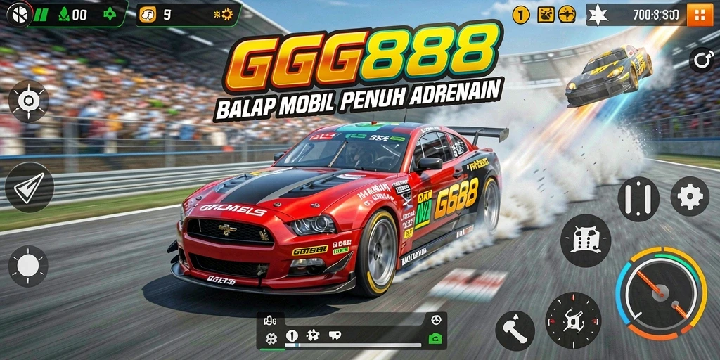 Tampilan gameplay balap mobil GGG888 yang mendebarkan.