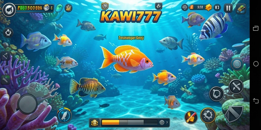 Tampilan screenshot utama KAWI777 menampilkan gameplay seru Tembak Ikan.