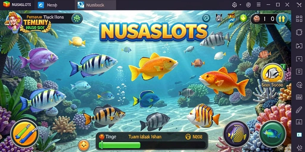 Tampilan gameplay Tembak Ikan yang menarik dan penuh warna.