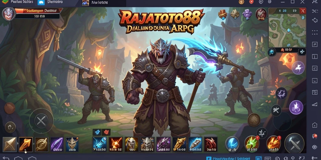 Tampilan gameplay menakjubkan dalam RAJATOTO88 dengan karakter dan pertarungan ARPG.