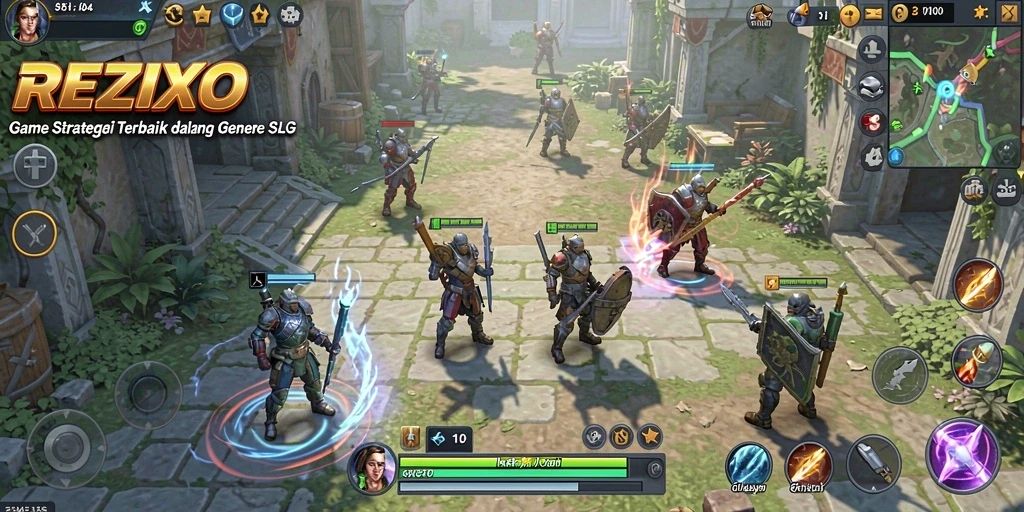 Screenshot gameplay REZIXO yang menampilkan aksi strategi.