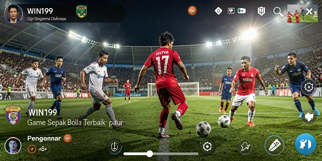 Gameplay WIN199 menampilkan pertandingan sepak bola yang mendebarkan.