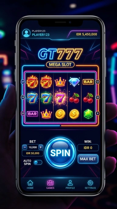 Tampilan awal aplikasi gt777 yang menarik dan fungsional.